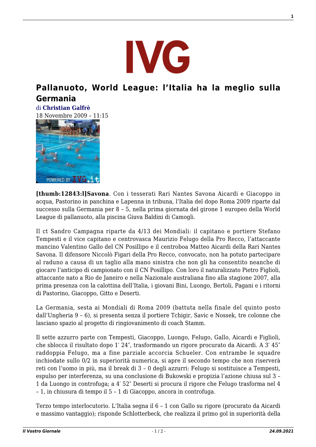 Il Vostro Giornale - 1 / 2 - 24.09.2021 2