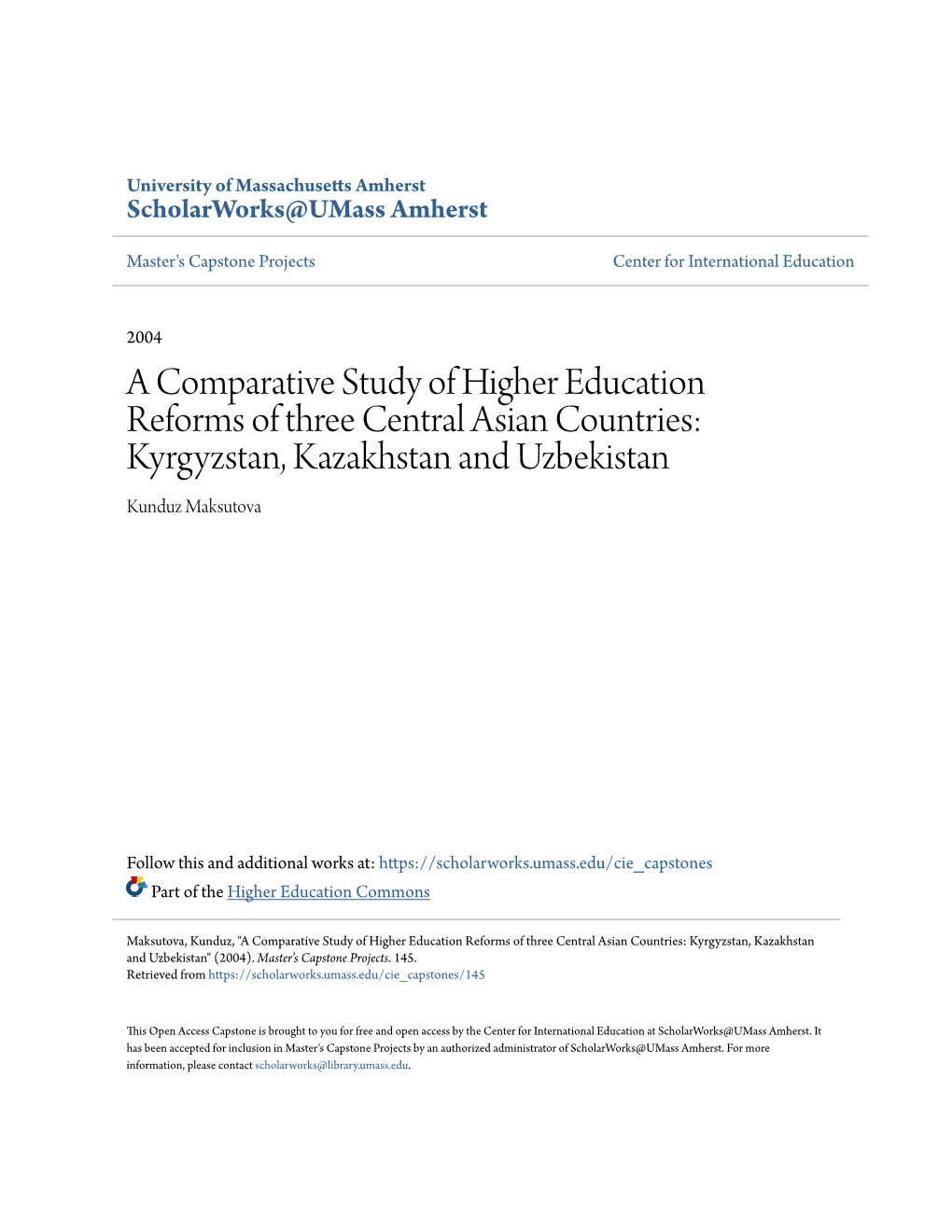 Kyrgyzstan, Kazakhstan and Uzbekistan Kunduz Maksutova