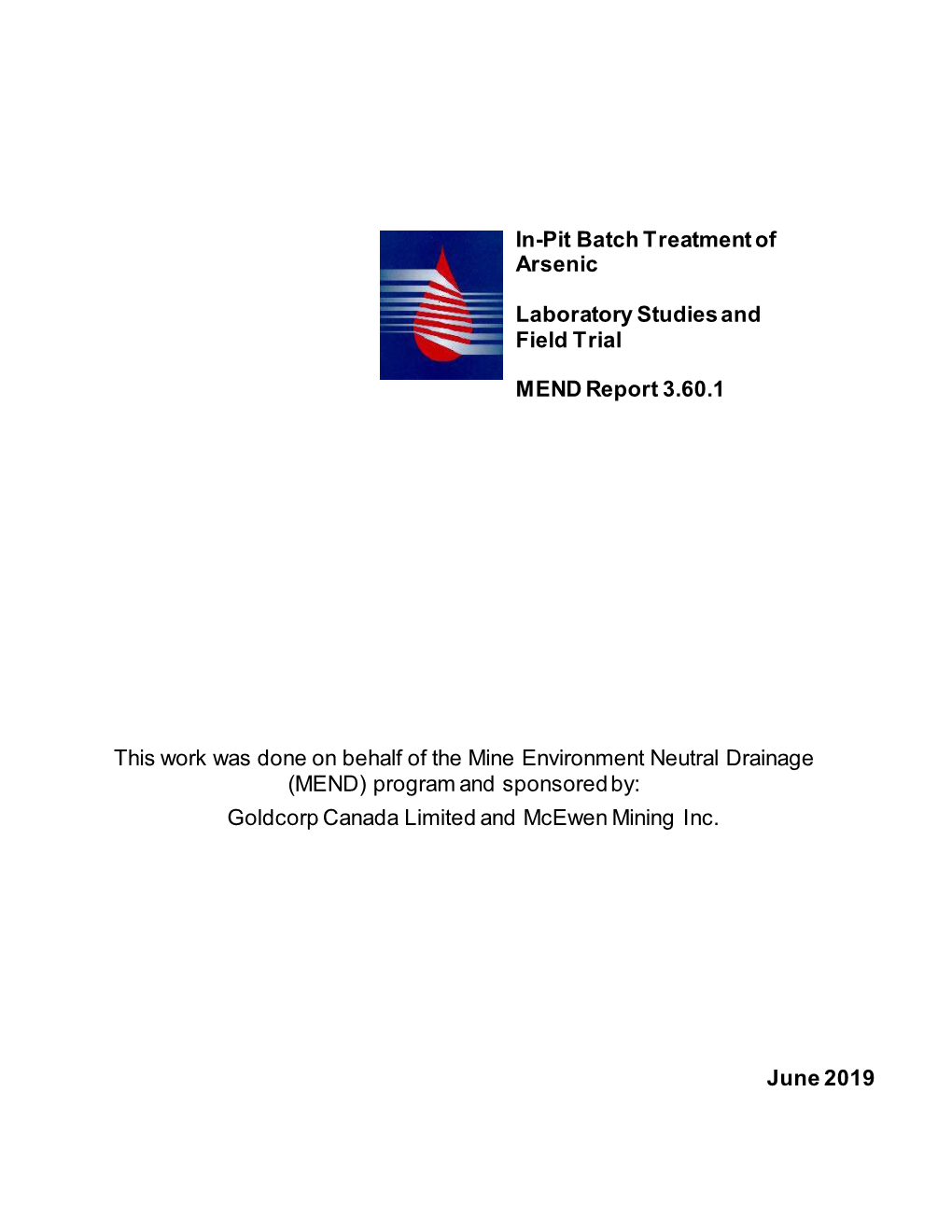 In-Pit Batch Treatment of Arsenic Laboratory Studies and Field Trial