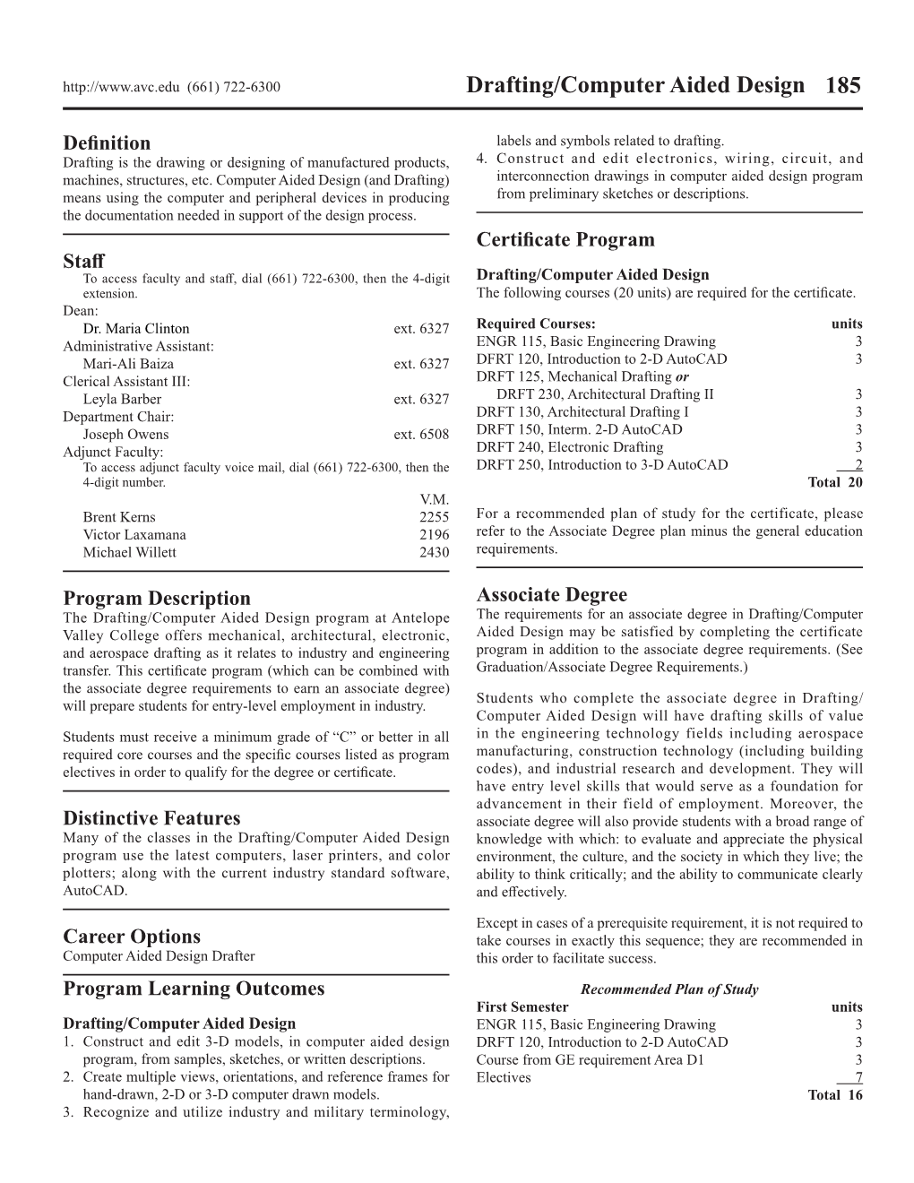 185 Drafting/Computer Aided Design