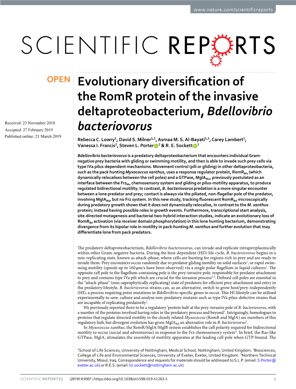 Evolutionary Diversification of the Romr Protein of the Invasive