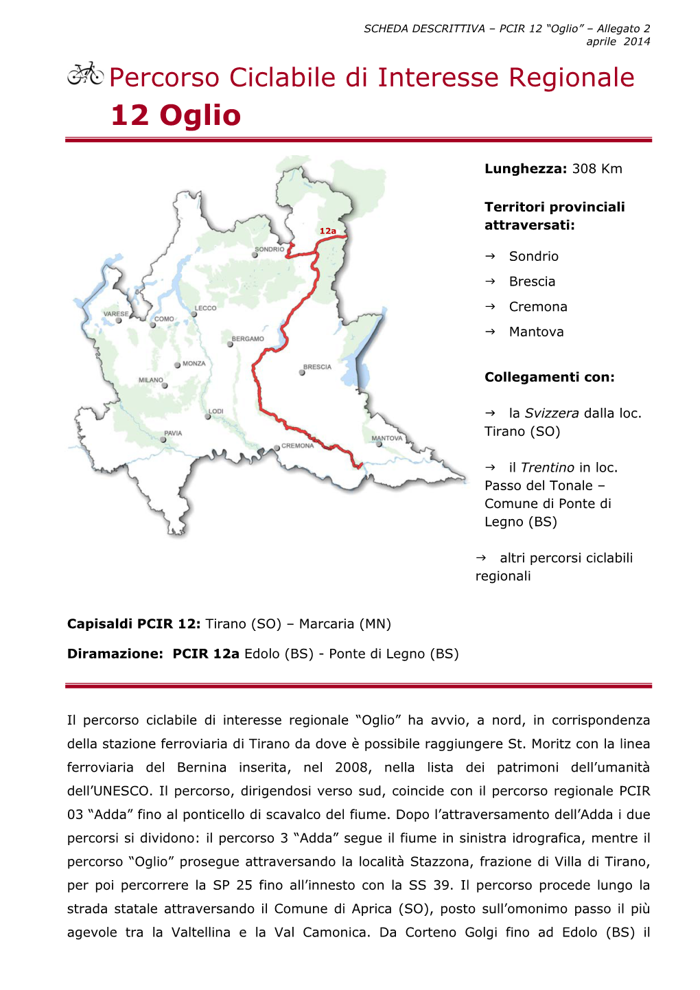 Percorso Ciclabile Di Interesse Regionale 12 Oglio