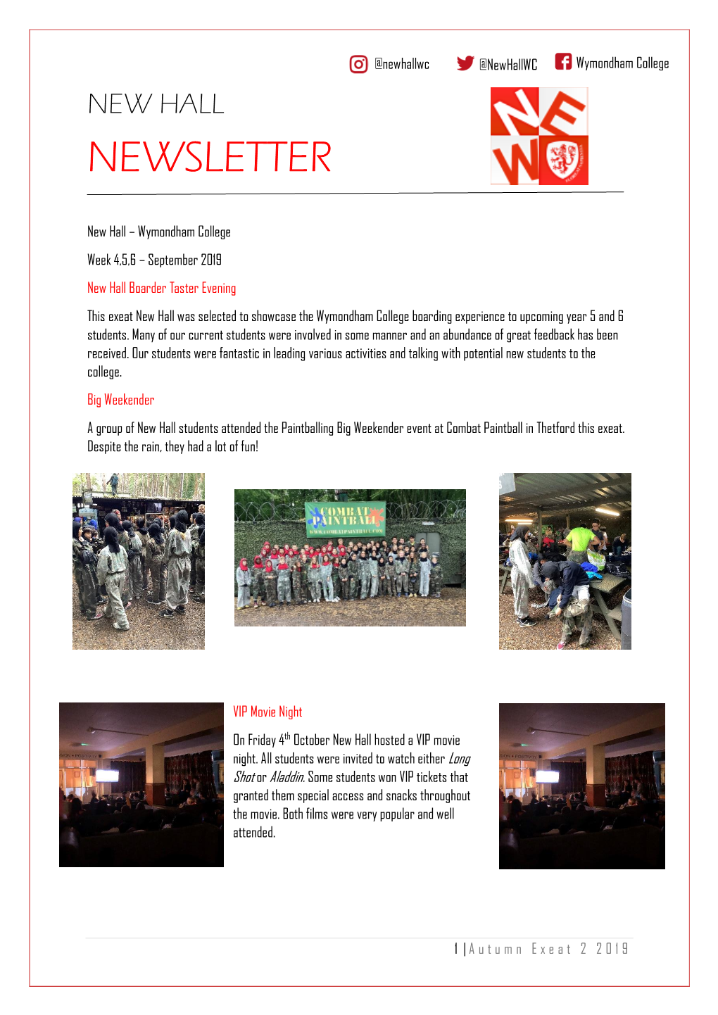 New Hall Newsletter