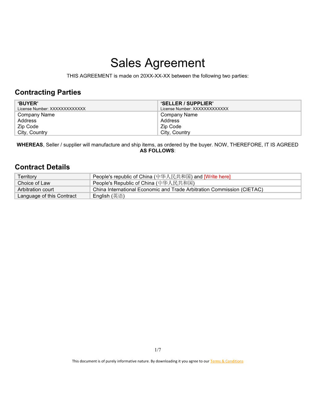 THIS AGREEMENT Is Made on 20XX-XX-XX Between the Following Two Parties