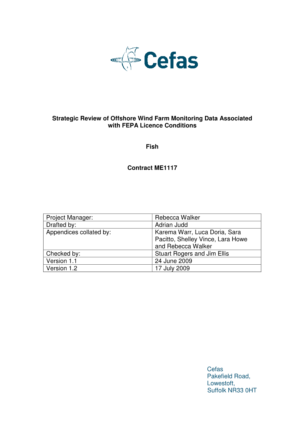 Strategic Review of Offshore Wind Farm Monitoring Data Associated with FEPA Licence Conditions