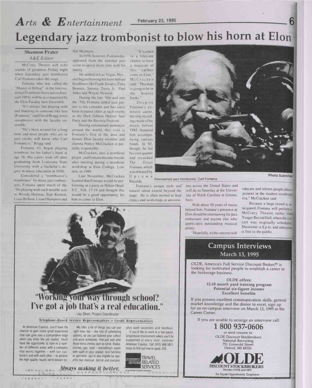 Legendary Jazz Trombonist to Blow His Horn at Elon .4<!0