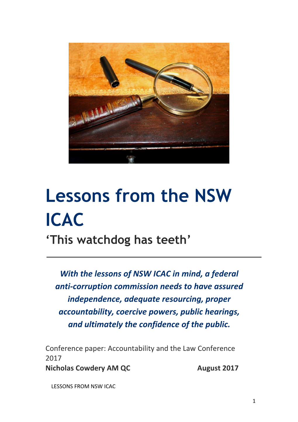 Lessons from the NSW ICAC ‘This Watchdog Has Teeth’