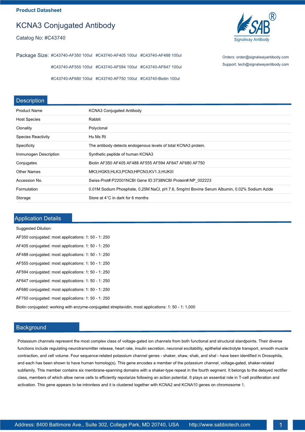 KCNA3 Conjugated Antibody