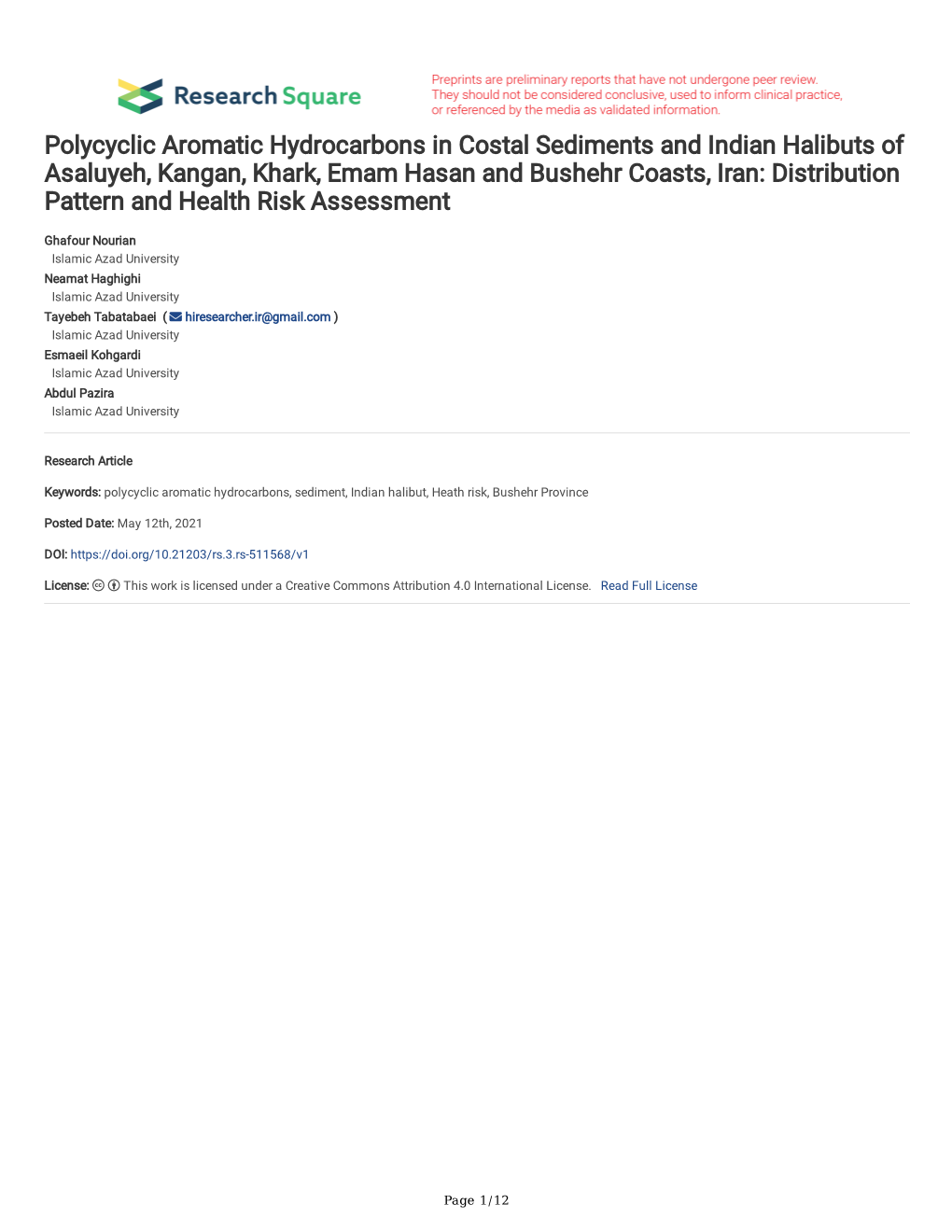 Polycyclic Aromatic Hydrocarbons in Costal Sediments and Indian