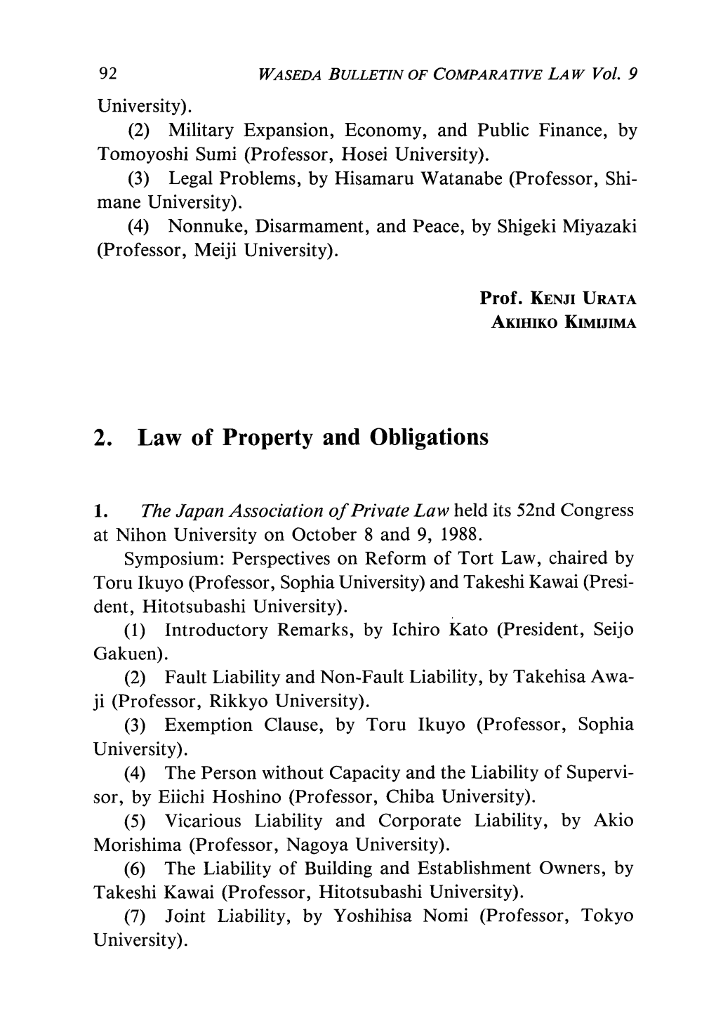 2． Law of Proゆerty and Obligations