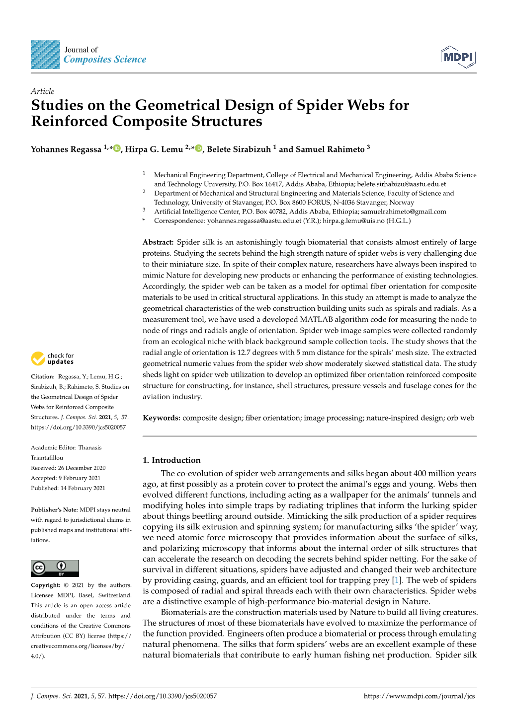 Studies on the Geometrical Design of Spider Webs for Reinforced Composite Structures