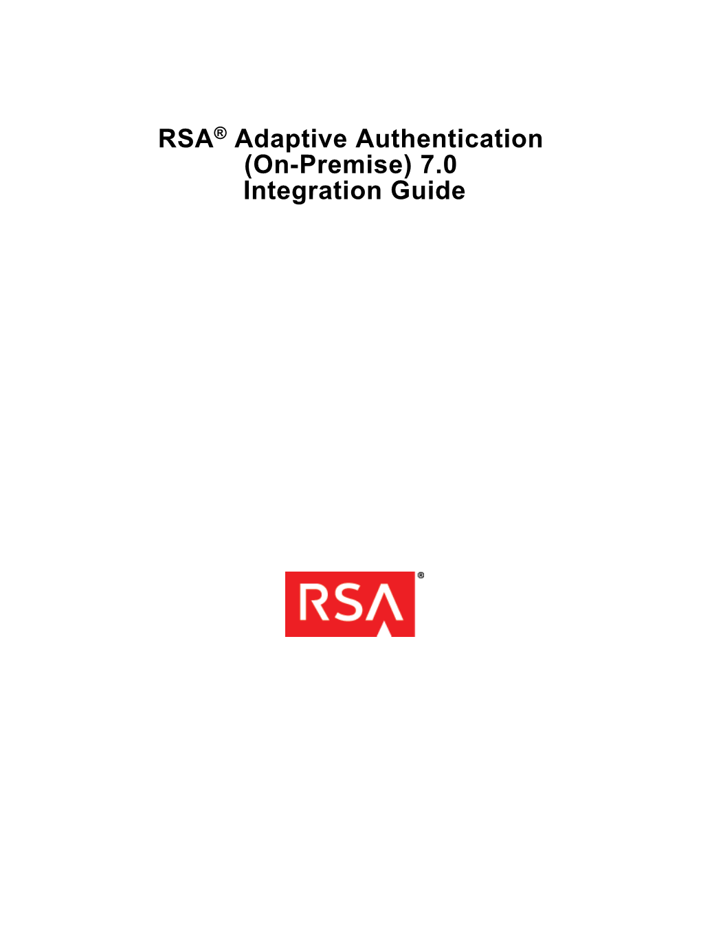 RSA Adaptive Authentication (On-Premise) 7.0 Integration Guide