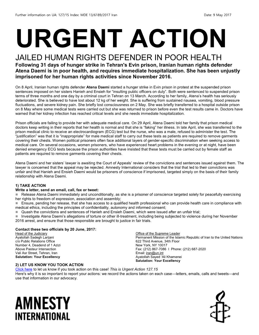 Urgent Action