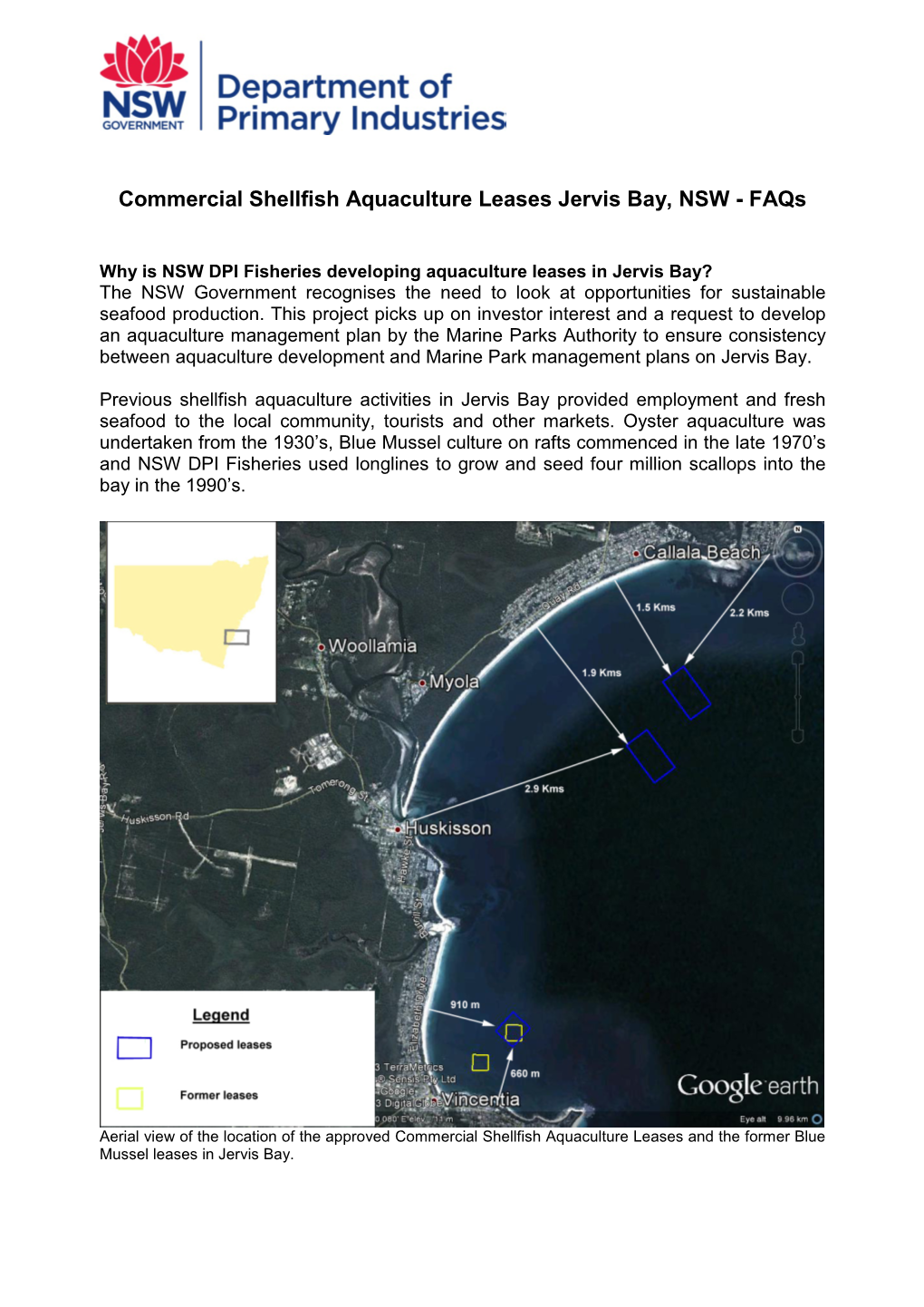 Commercial Shellfish Aquaculture Leases Jervis Bay, NSW - Faqs