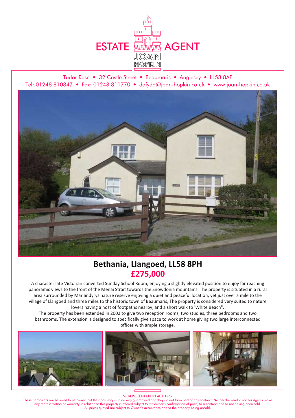 Bethania, Llangoed, LL58 8PH £275,000