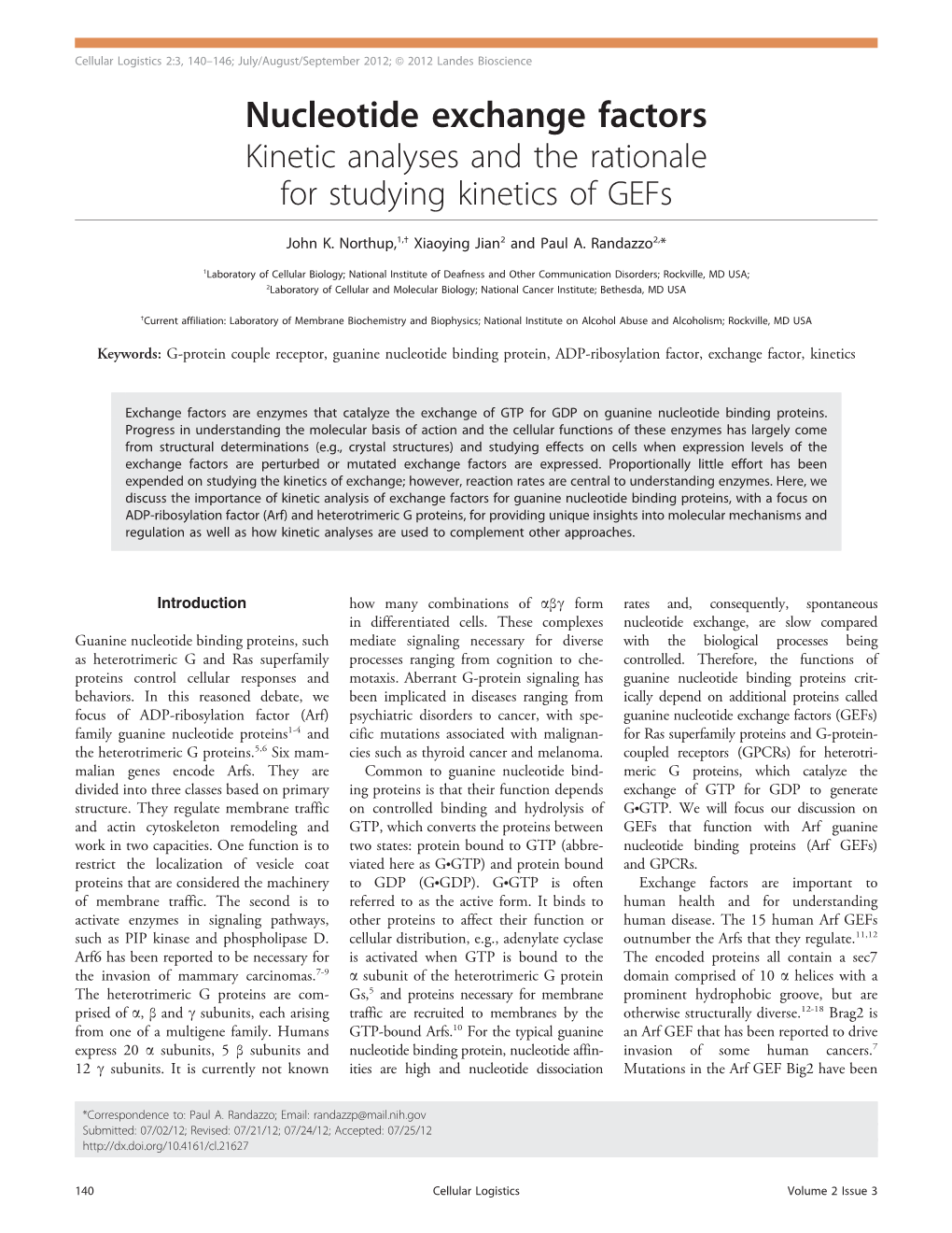 Nucleotide Exchange Factors Kinetic Analyses and the Rationale for Studying Kinetics of Gefs
