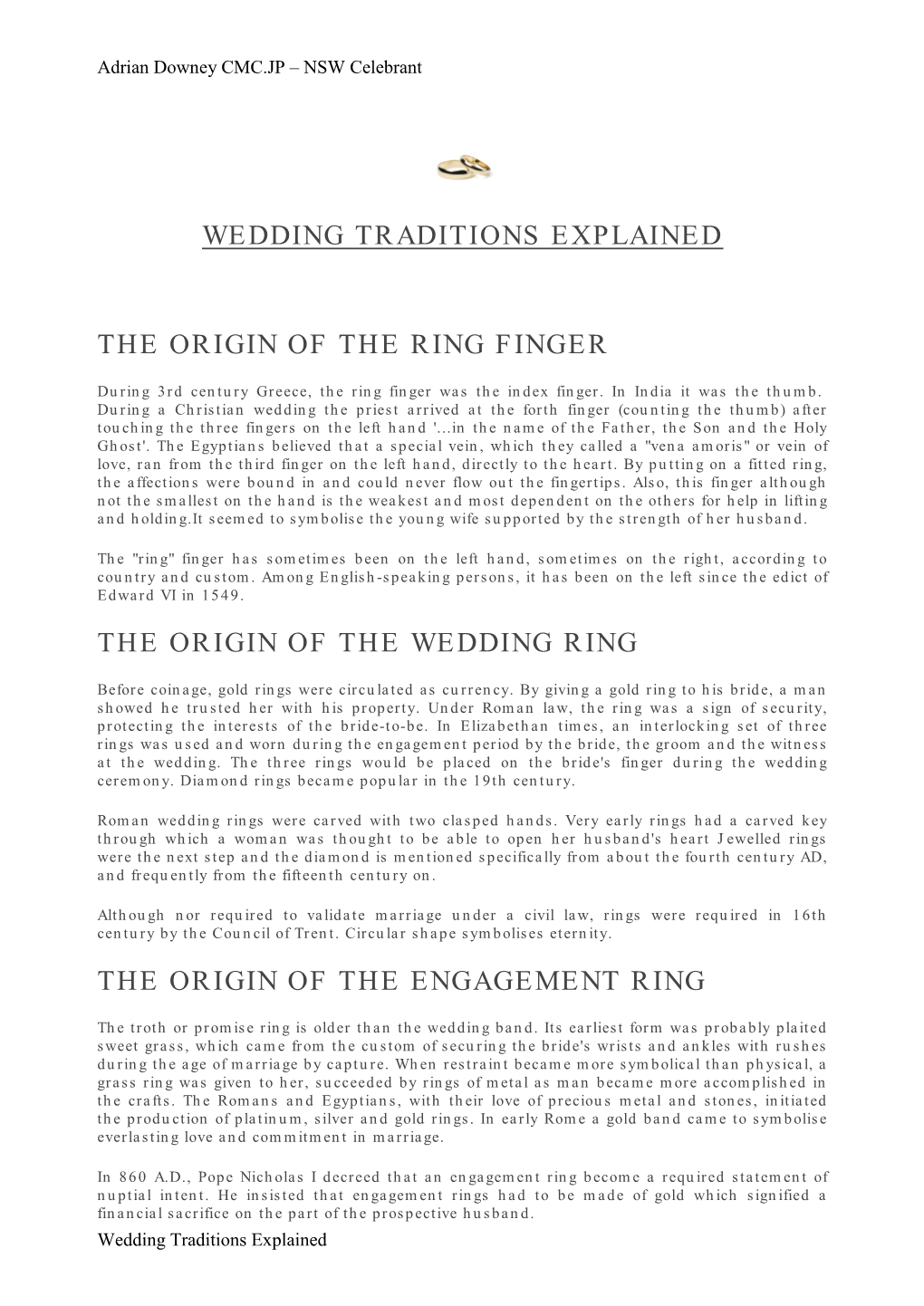 Wedding Traditions Explained the Origin of the Ring Finger