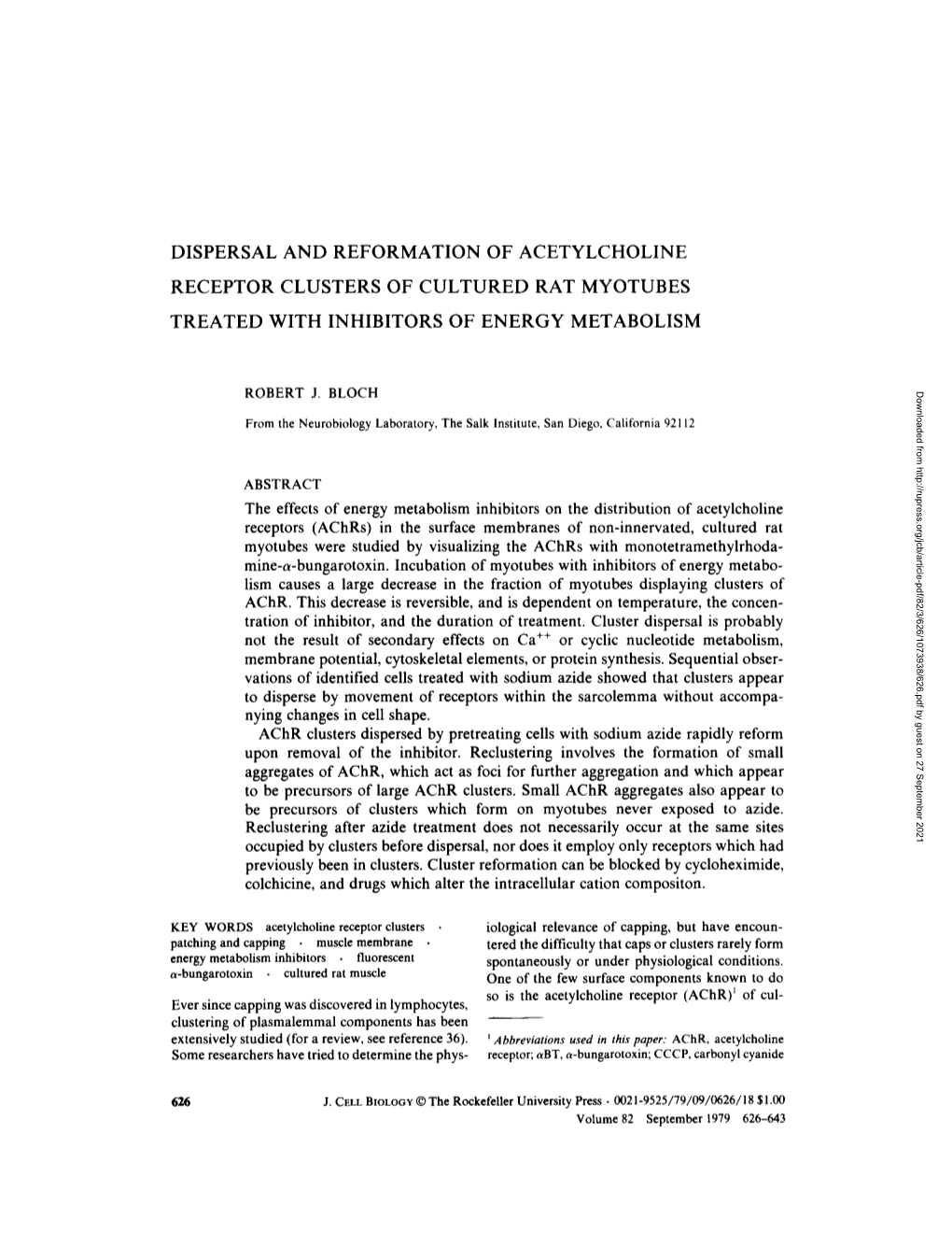 Dispersal and Reformation of Acetylcholine Receptor Clusters Of