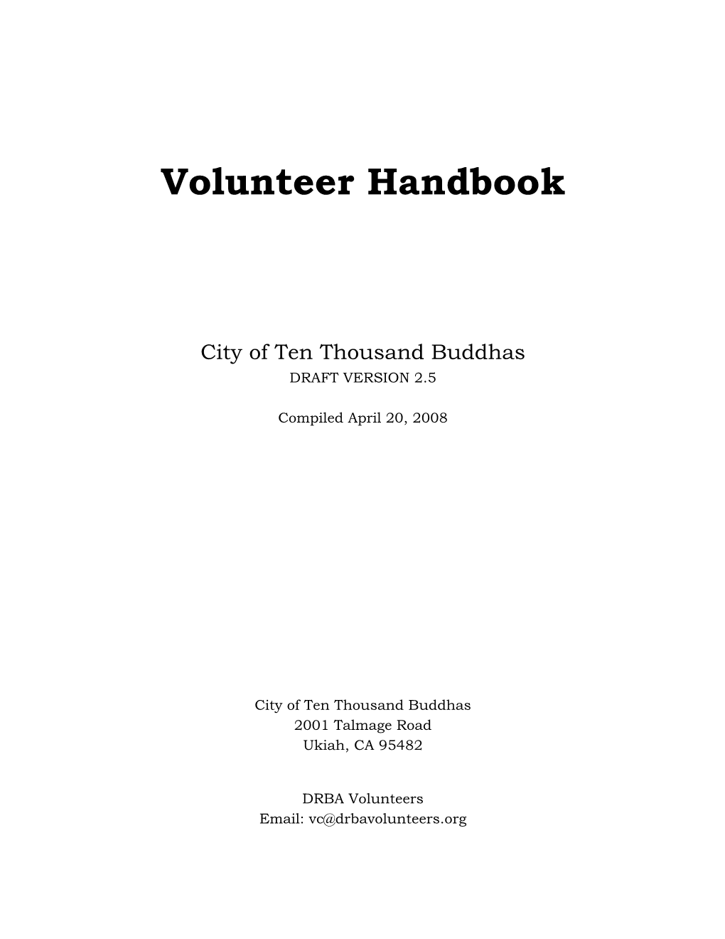 Volunteer Handbook