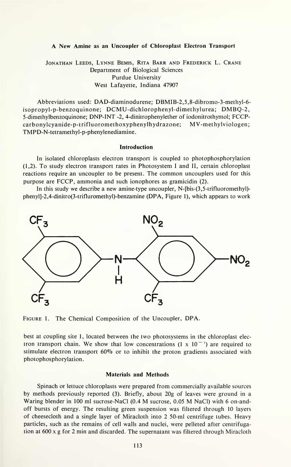 A New Amine As an Uncoupler of Chloroplast Electron Transport