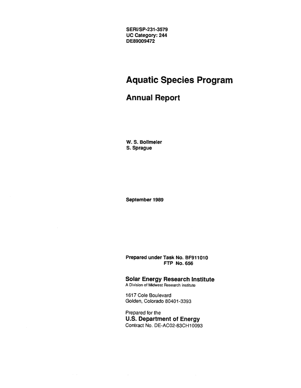 Aquatic Species Program