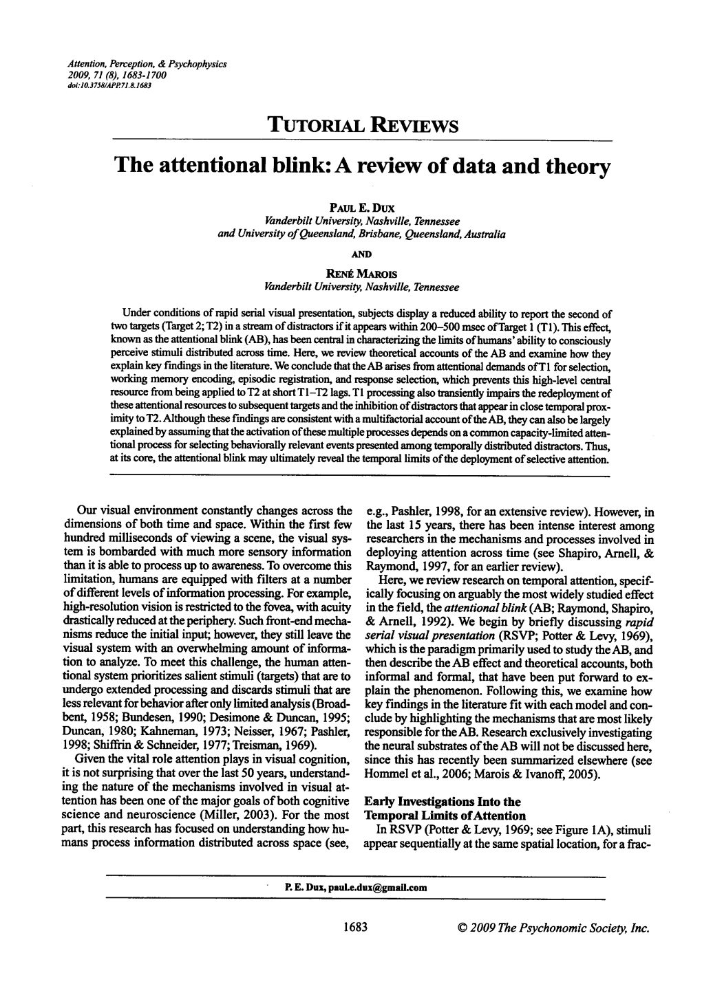 The Attentional Blink: a Review of Data and Theory