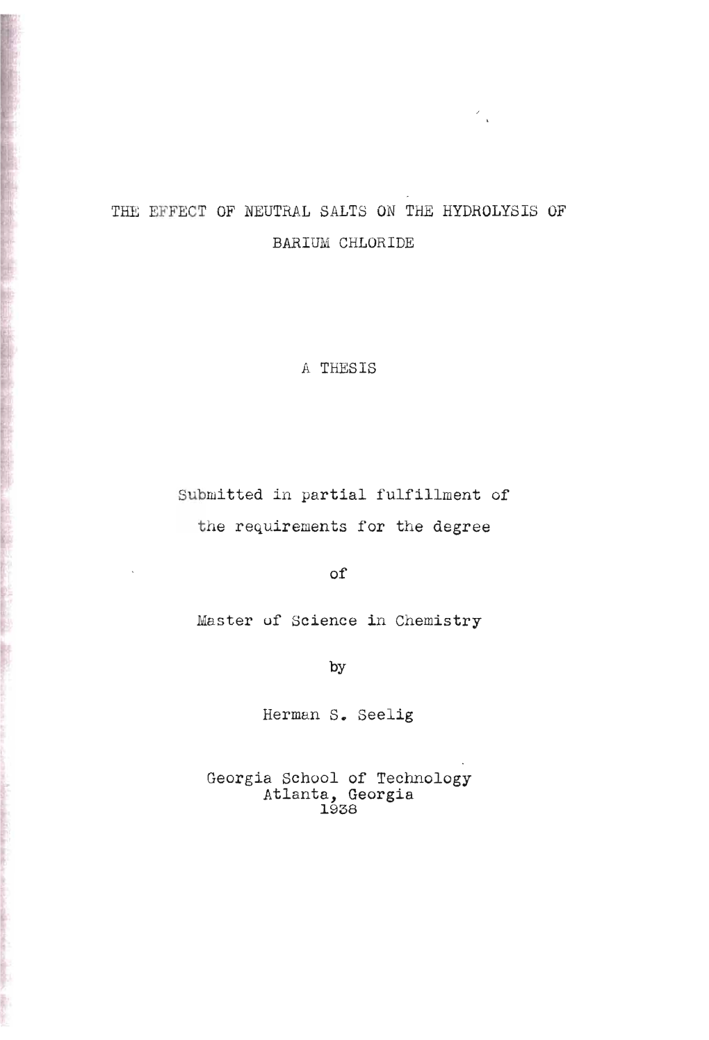 The Effect of Neutral Salts on the Hydrolysis of Barium Chloride