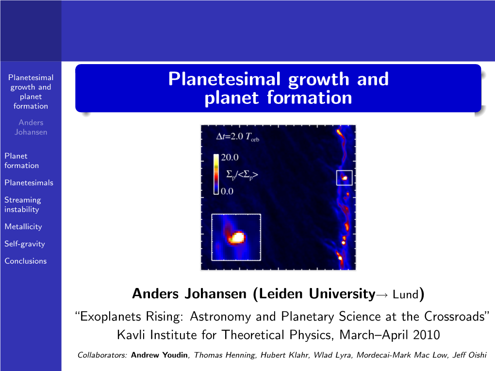 Planetesimal Growth and Planet Formation Planet Formation