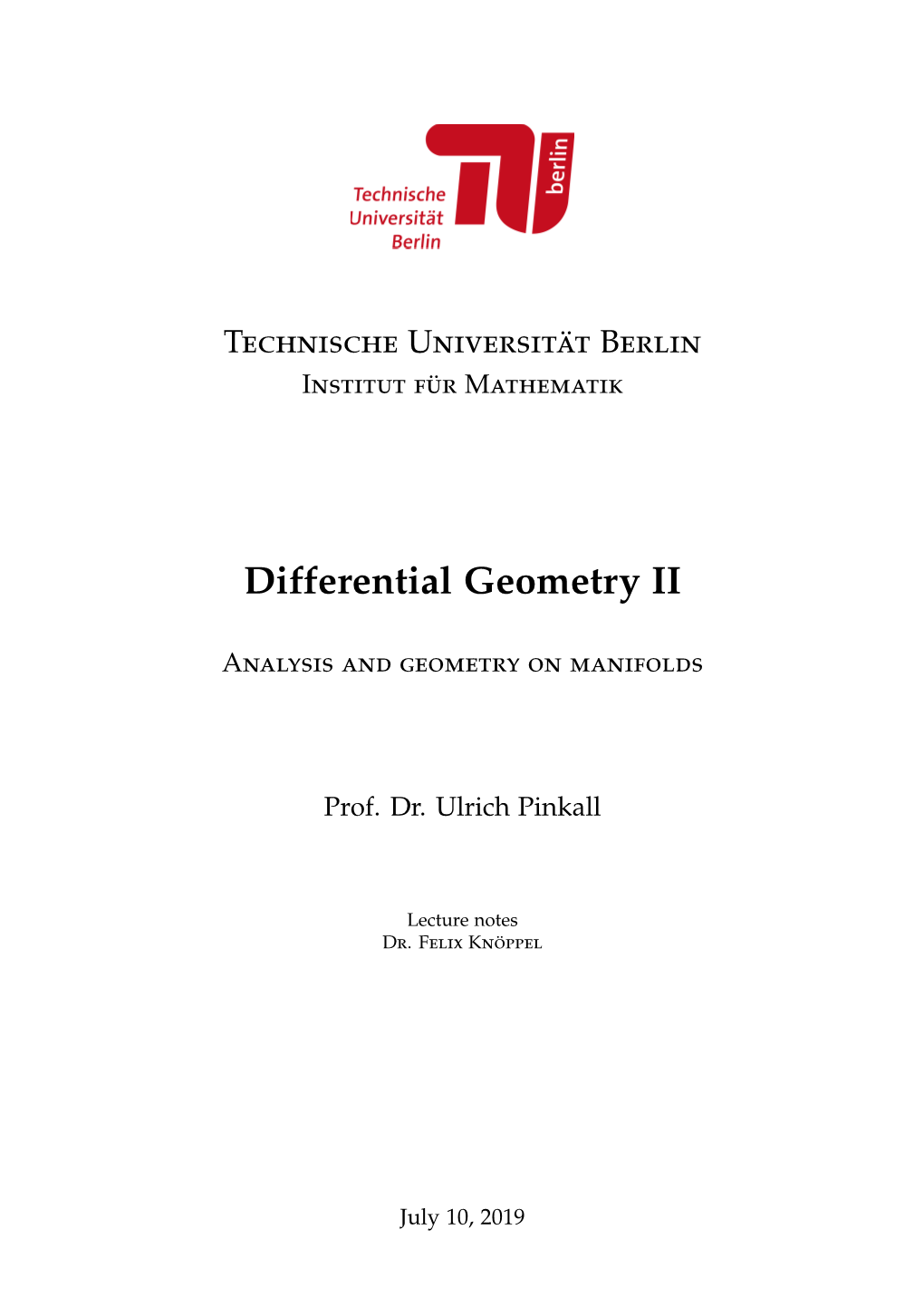 Differential Geometry II