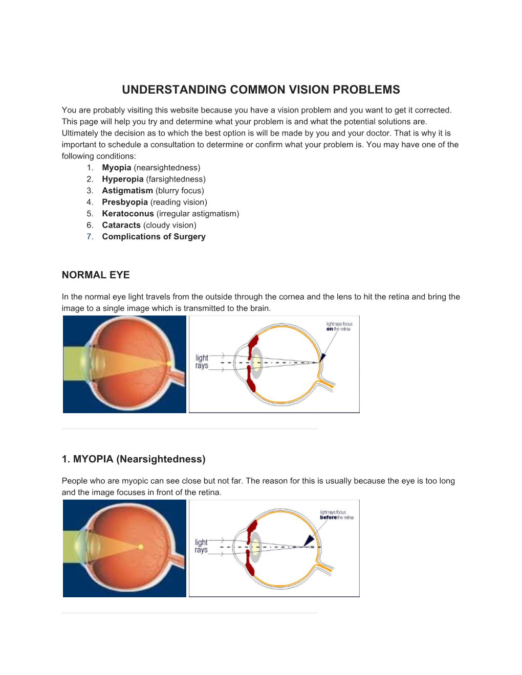 Understanding Common Vision Problems