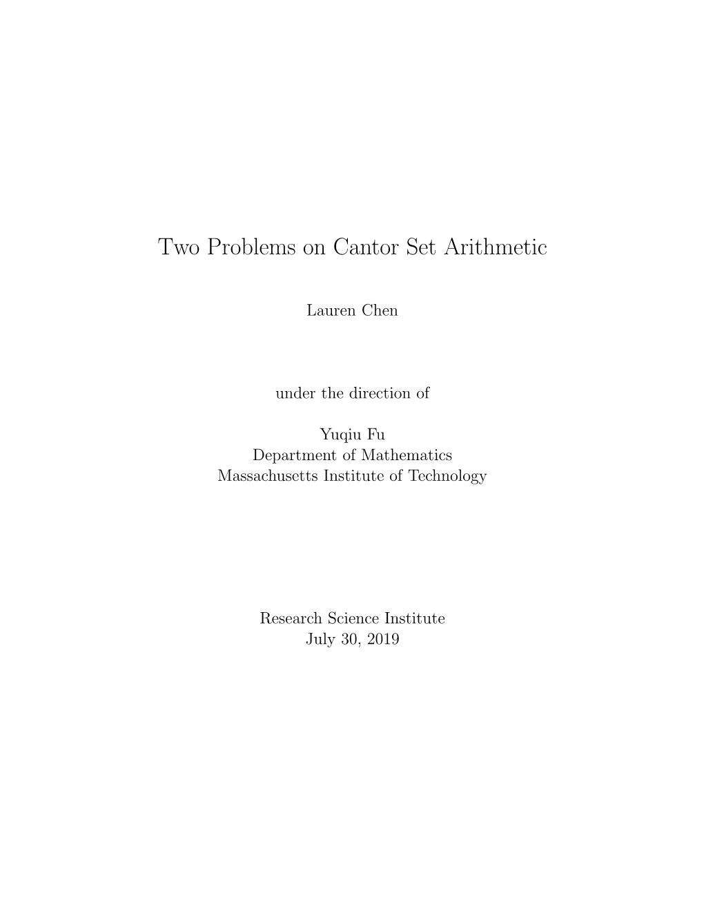 Two Problems on Cantor Set Arithmetic