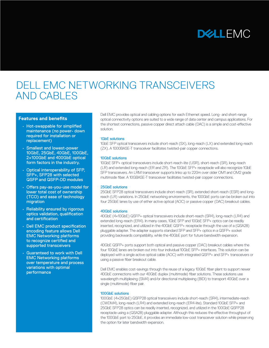 Dell Emc Networking Transceivers and Cables