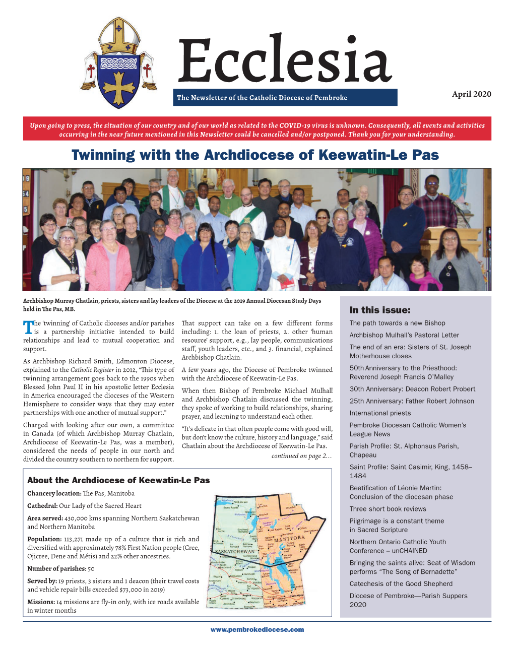 April 2020 the Newsletter of the Catholic Diocese of Pembroke