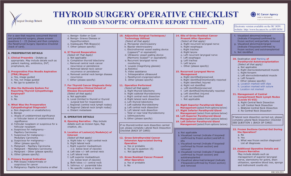 Thyroid Surgery Operative Checklist