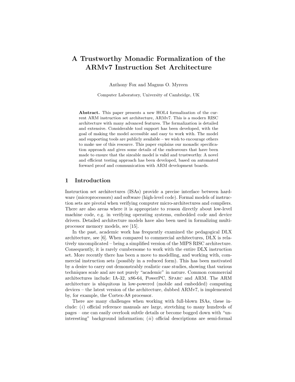 A Trustworthy Monadic Formalization of the Armv7 Instruction Set Architecture