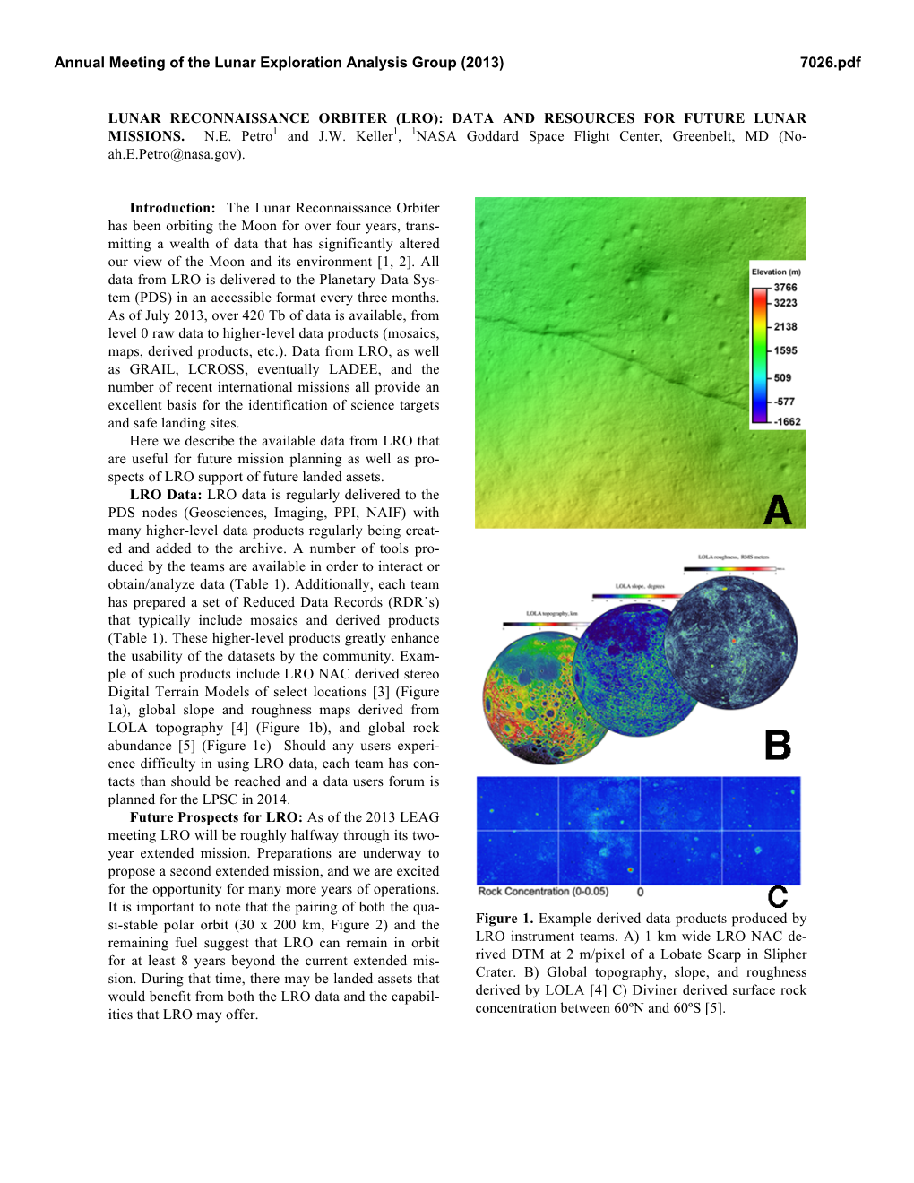 Lunar Reconnaissance Orbiter (Lro): Data and Resources for Future Lunar Missions