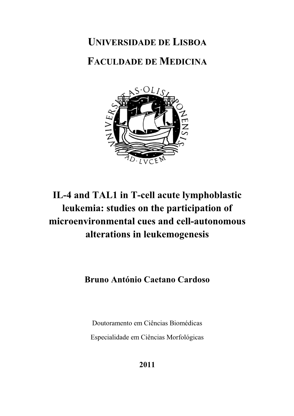 IL-4 and TAL1 in T-Cell Acute Lymphoblastic Leukemia: Studies on the Participation of Microenvironmental Cues and Cell-Autonomous Alterations in Leukemogenesis