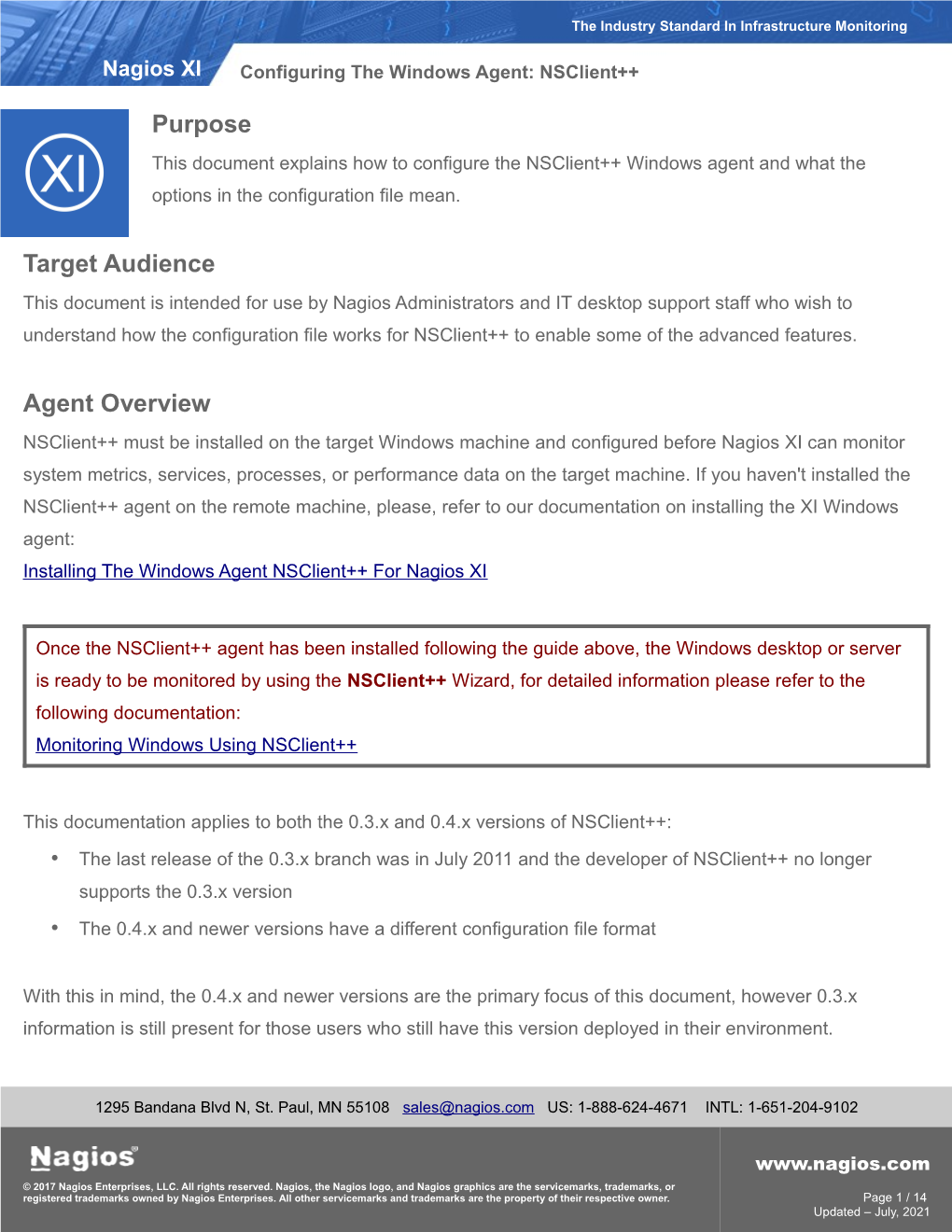 Configuring the Windows Agent Nsclient++ for Nagios XI