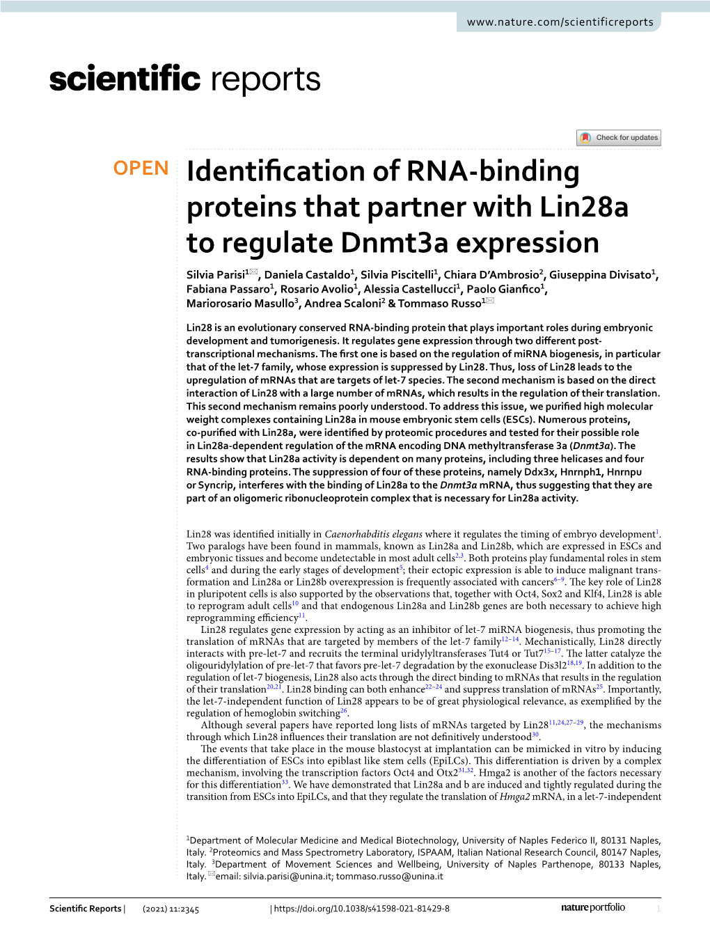 Identification of RNA-Binding Proteins That Partner with Lin28a to Regulate
