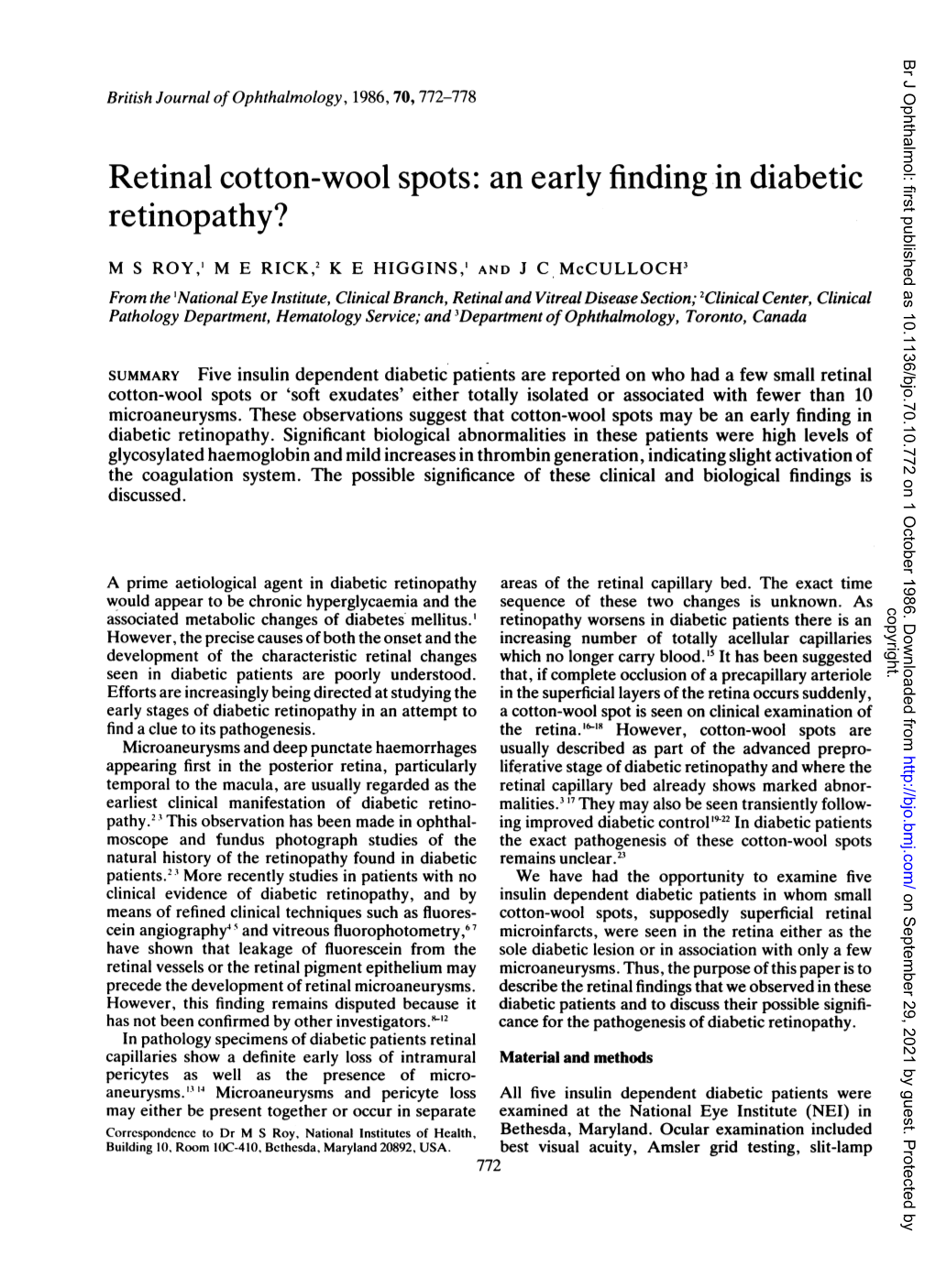 Retinal Cotton-Wool Spots: an Early Finding in Diabetic Retinopathy?