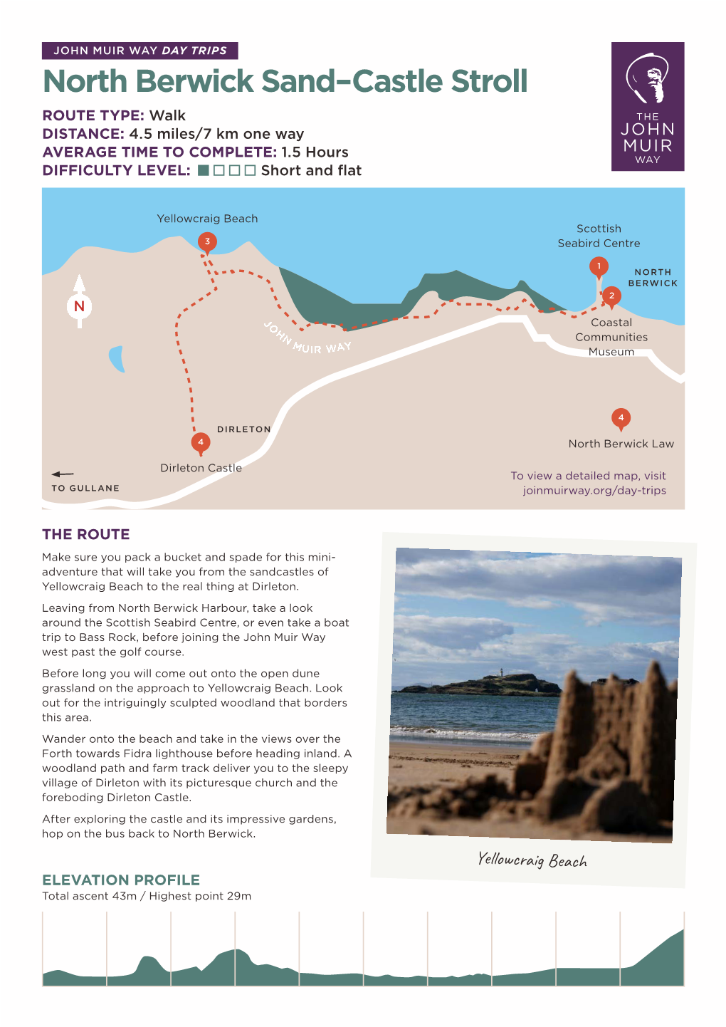 North Berwick Sand–Castle Stroll ROUTE TYPE: Walk DISTANCE: 4.5 Miles/7 Km One Way AVERAGE TIME to COMPLETE: 1.5 Hours DIFFICULTY LEVEL: Short and Flat