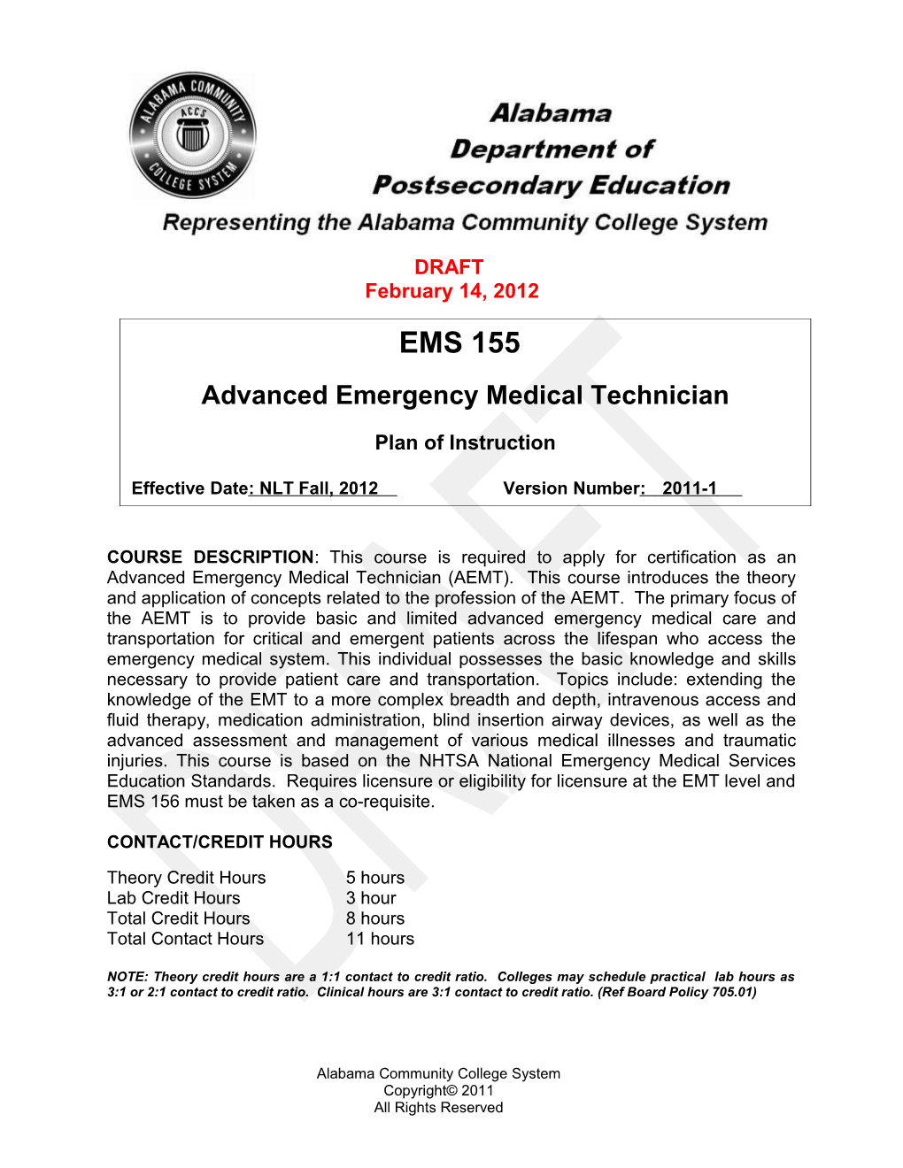 EMS 155 Advanced Emergency Medical Technician