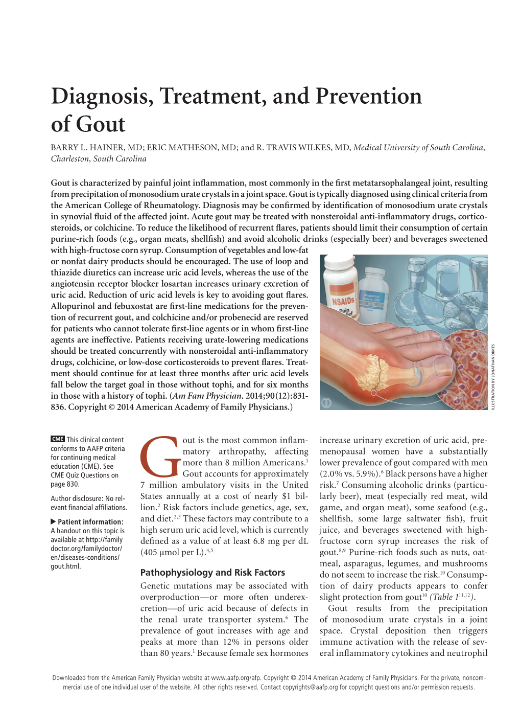 Diagnosis, Treatment, and Prevention of Gout BARRY L