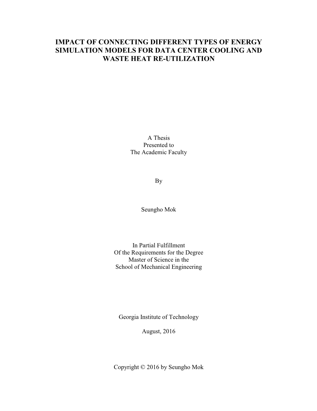 Impact of Connecting Different Types of Energy Simulation Models for Data Center Cooling and Waste Heat Re-Utilization