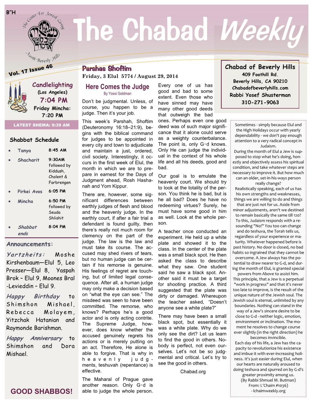 The Chabad Weekly