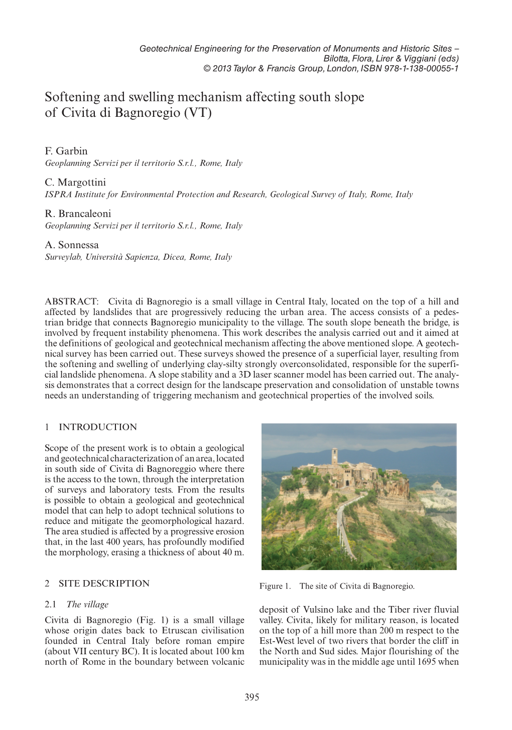 Softening and Swelling Mechanism Affecting South Slope of Civita Di Bagnoregio (VT)