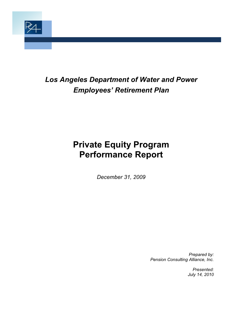 Private Equity Program Performance Report