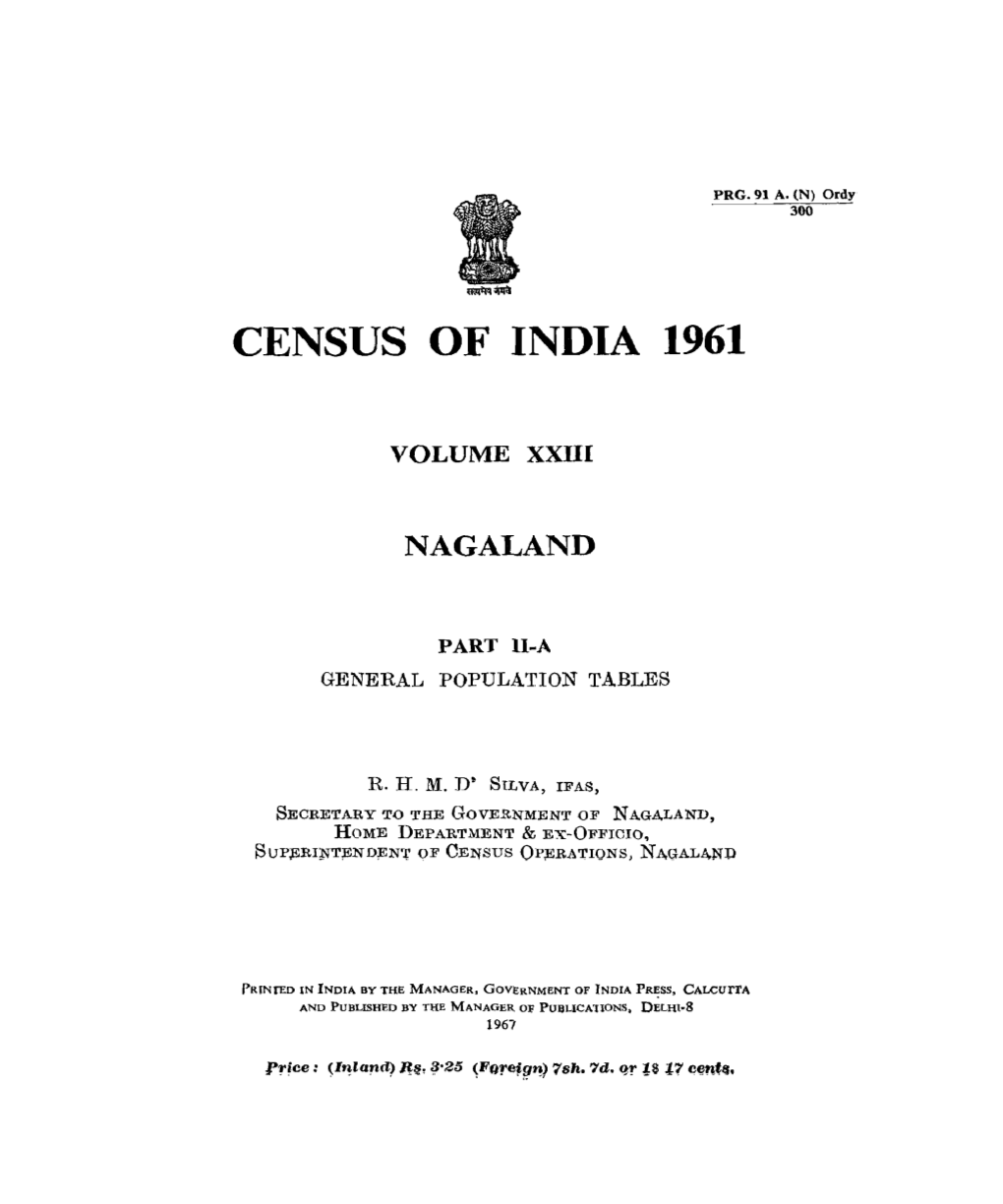 General Population Tables, Part II-A, Vol-XXIII