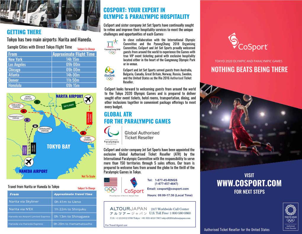 Subject to Change Email: Cosport@Cosport.Com Approximate Travel Time for NEXT STEPS from Proud Sponsor of the U.S