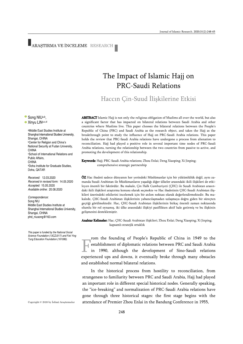 The Impact of Islamic Hajj on PRC-Saudi Relations